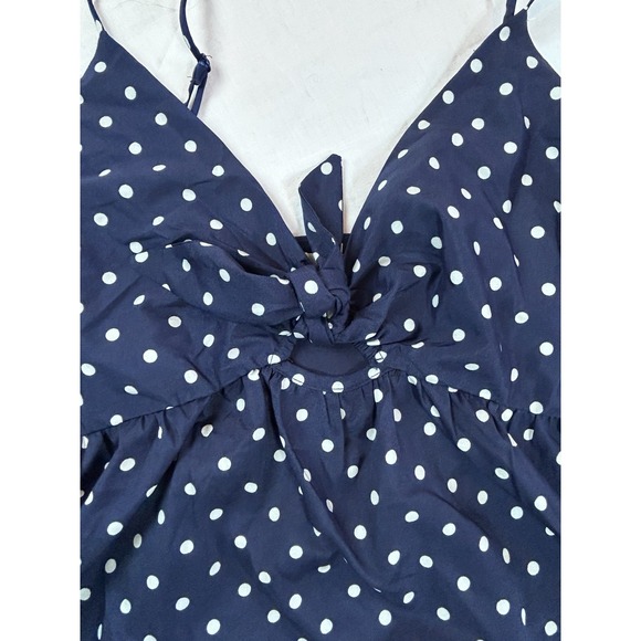 Gilli Vtg Babydoll Top Tank Navy Blue Polka Dots Wmn Lrg Keyhole Y2K - Picture 2 of 12